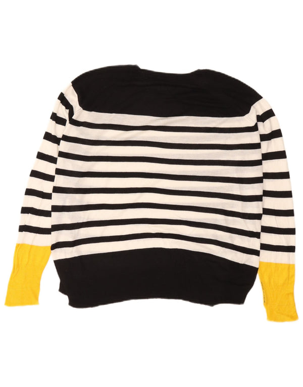 Zara Womens Oversized Boat Neck Jumper Sweater UK 10 Small Black Striped