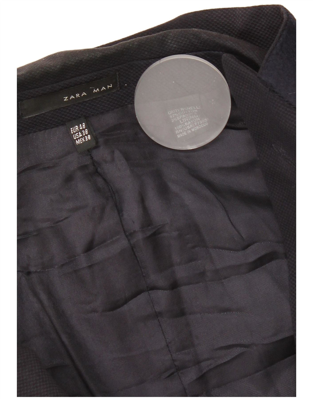 Giacca blazer da uomo a 2 bottoni Zara EU 48 cotone blu navy medio