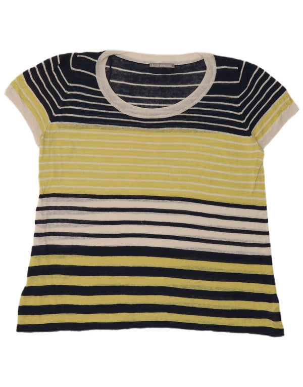 T-shirt da donna Marks & Spencer Top UK 20 2XL Lino a righe blu navy