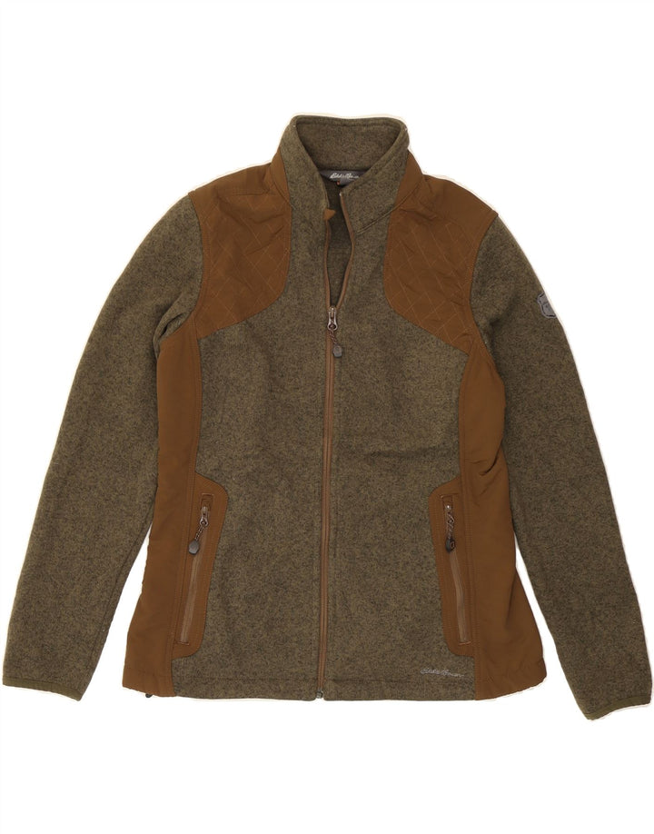 EDDIE BAUER Womens Tracksuit Top Jacket UK 14 Medium Khaki Colourblock Vintage Eddie Bauer and Second-Hand Eddie Bauer from Messina Hembry 