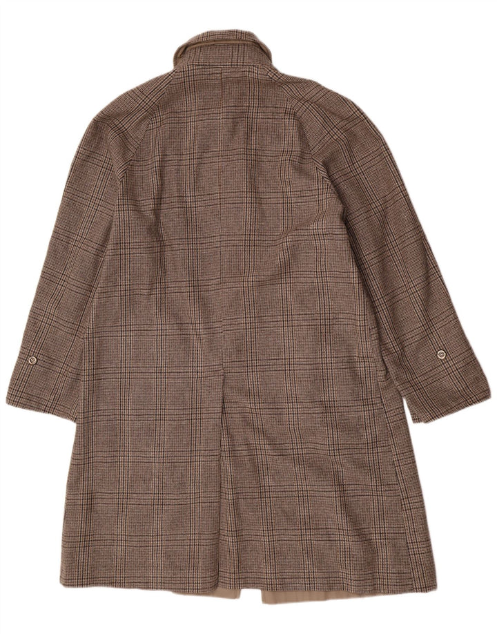 Vintage Mens Reversible Overcoat UK 40 Large Beige Check Polyester