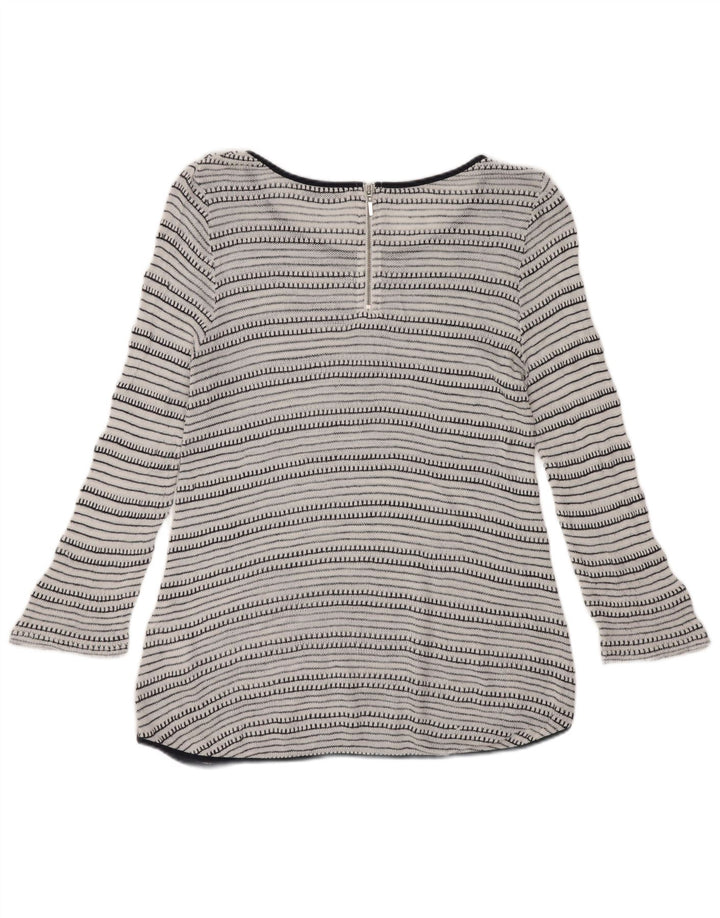 Oasis Womens 3/4 Sleeve Tunic Top UK 12 Medium White Striped Viscose