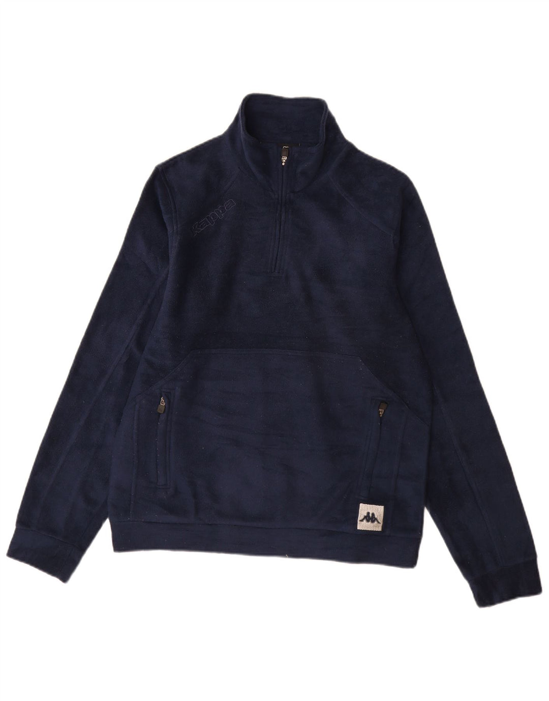 Kappa Mens Graphic Zip Neck Fleece Jumper Medium Navy Blue Polyester