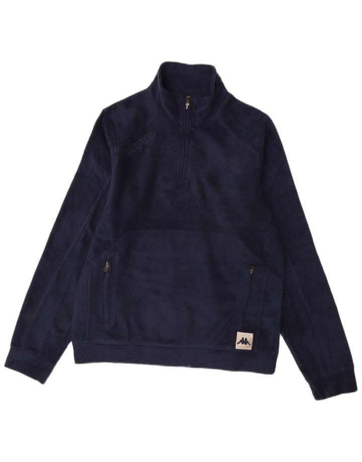 Kappa Mens Graphic Zip Neck Fleece Jumper Medium Navy Blue Polyester