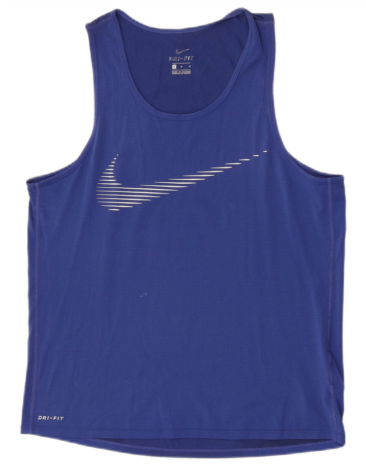 Nike Herren Dri Fit Grafik-Weste-Oberteil Mittelblaues Polyester