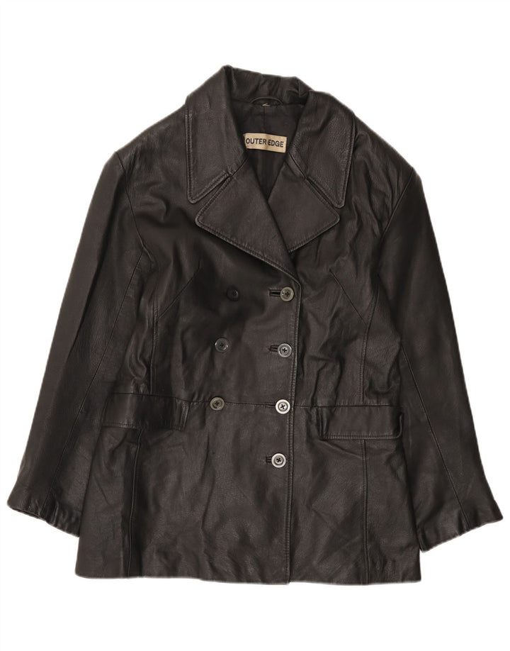 Outer Edge Dame Læderjakke UK 14 Medium Sort Læder