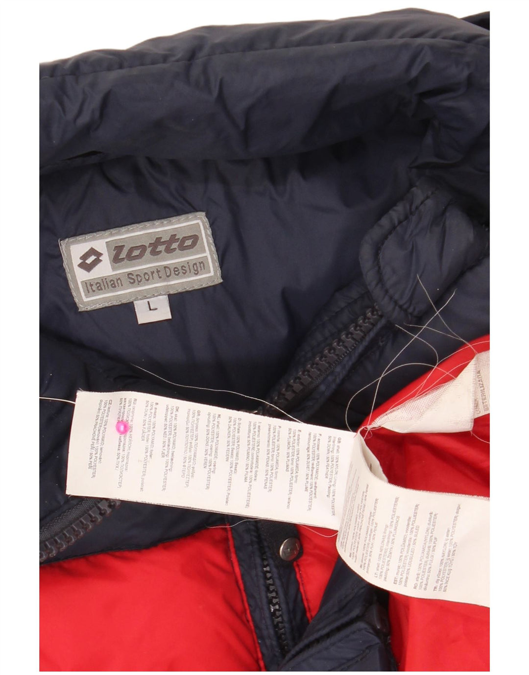 LOTTO Mens Padded Jacket UK 40 Large Navy Blue Colourblock Nylon