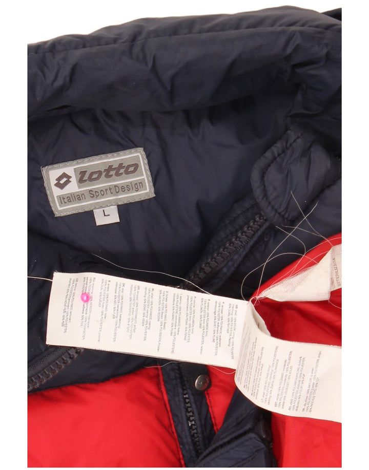 LOTTO Mens Padded Jacket UK 40 Large Navy Blue Colourblock Nylon