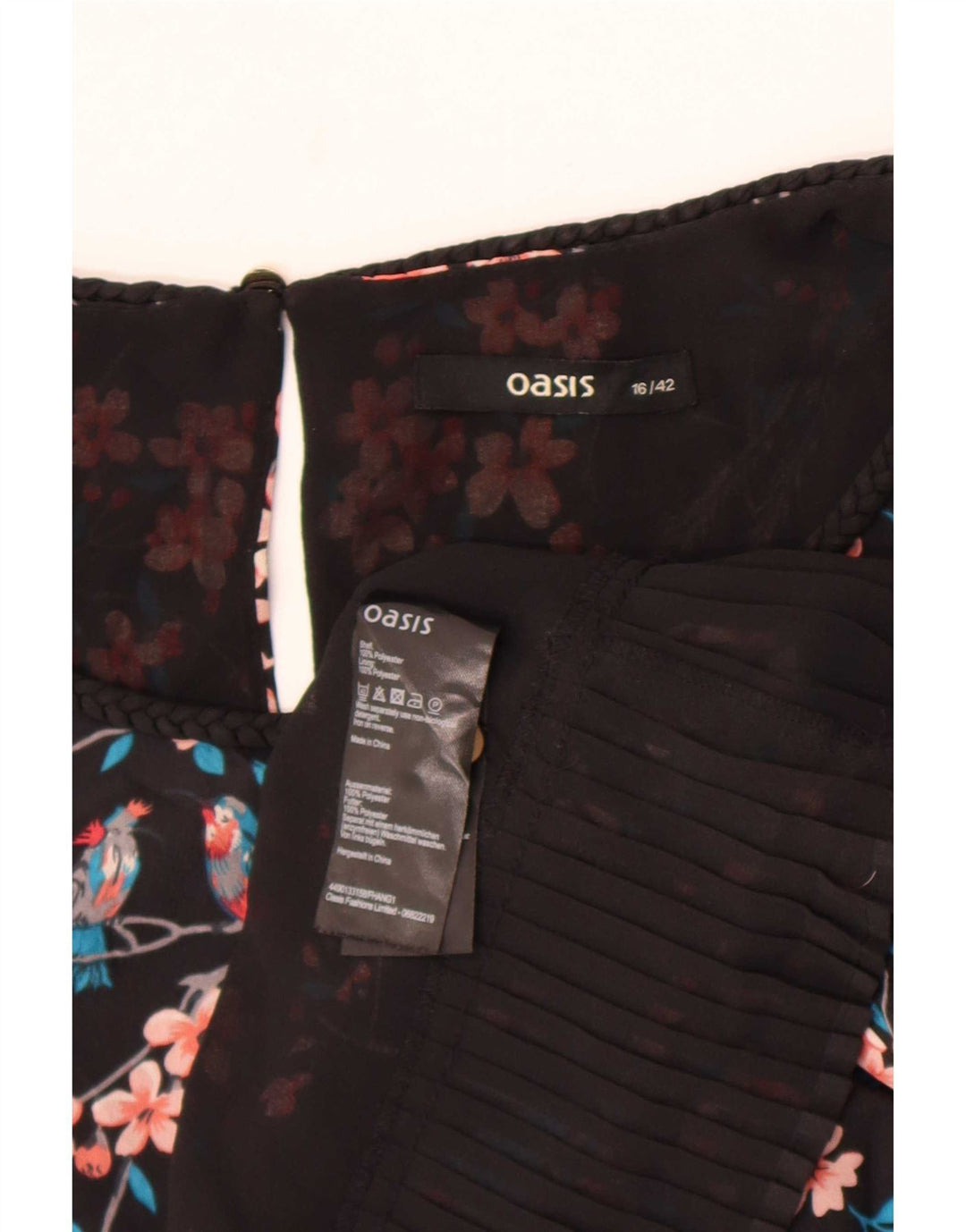 Oasis Womens Sleeveless Blouse Top UK 16 Large Black Floral Polyester
