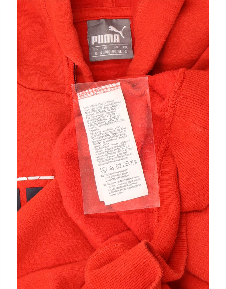 PUMA Mens Graphic Hoodie Jumper Small Red Cotton Vintage Puma and Second-Hand Puma from Messina Hembry 