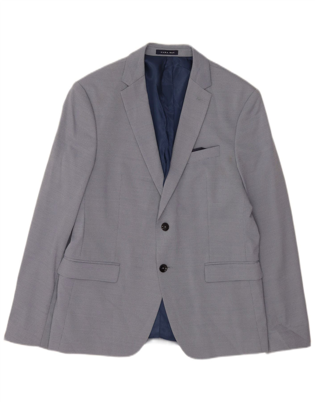 Zara Herre 2-knaps blazerjakke EU 52 Stor blå polyester