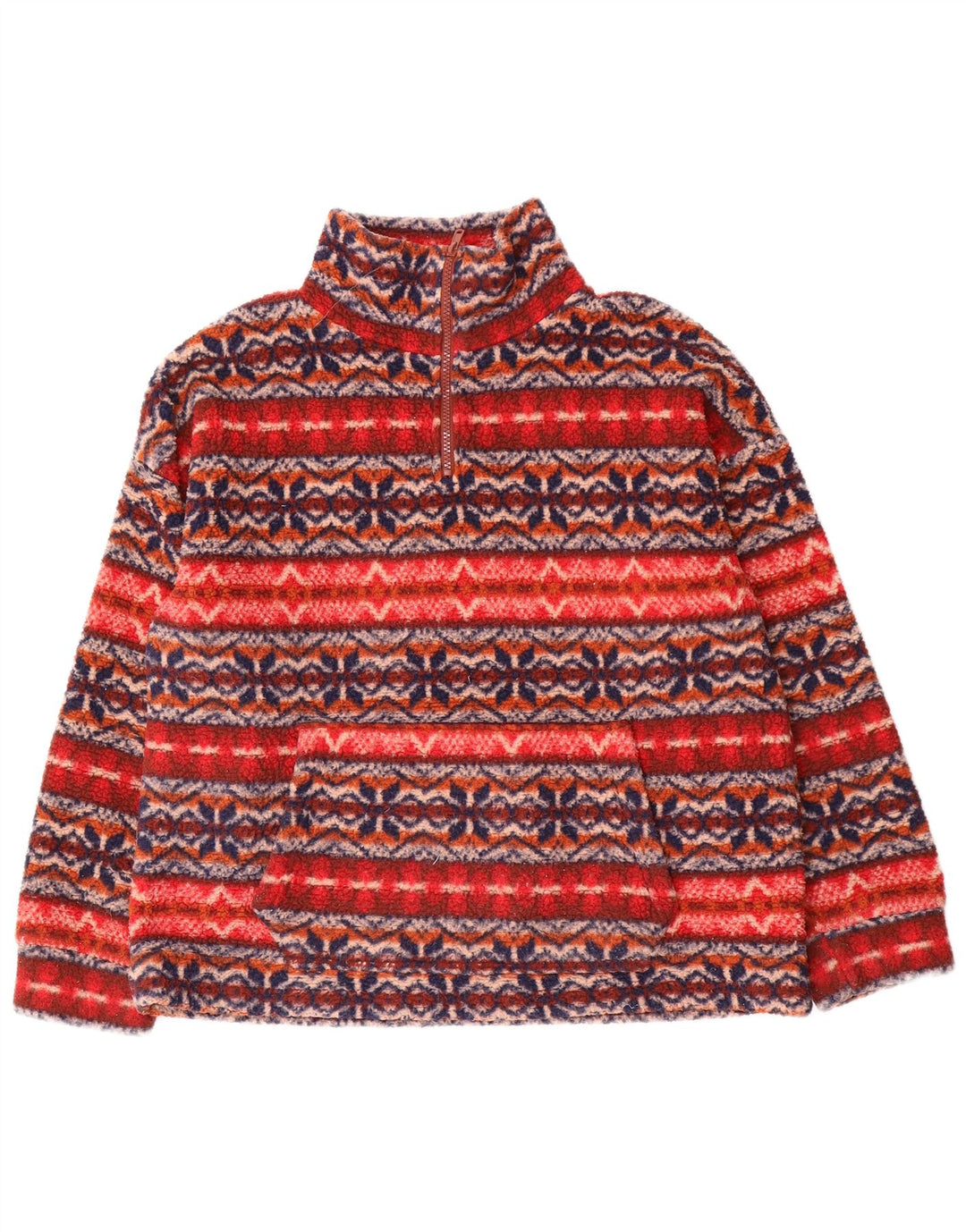 American Eagle Mens Loose Fit Fleece Jumper Small Multicoloured Fair Isle