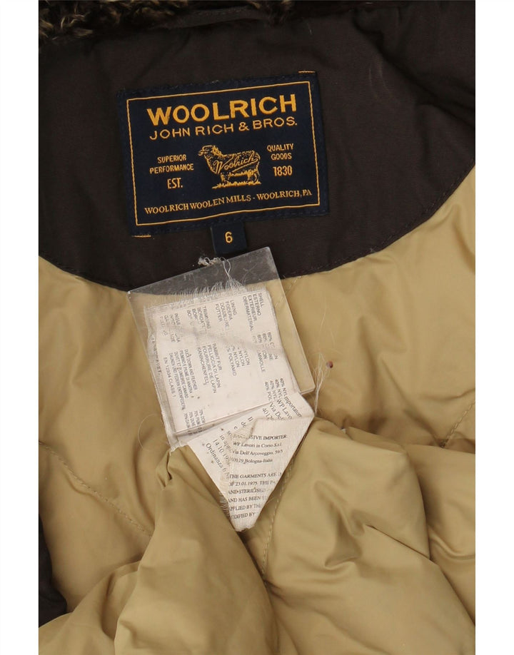 Jaqueta acolchoada com capuz para meninas WOOLRICH 5-6 anos algodão marrom