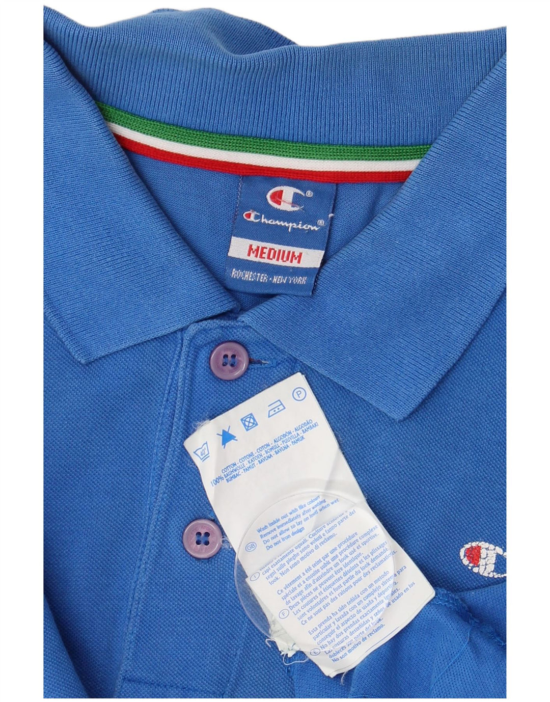 Champion Mens Polo Shirt Medium Blue Cotton