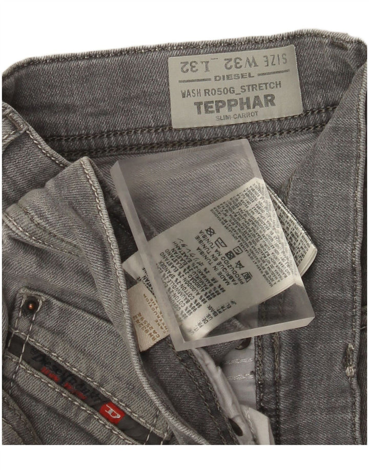 Diesel Mens Tepphar Carrot Slim Jeans W32 L32 Grey Cotton