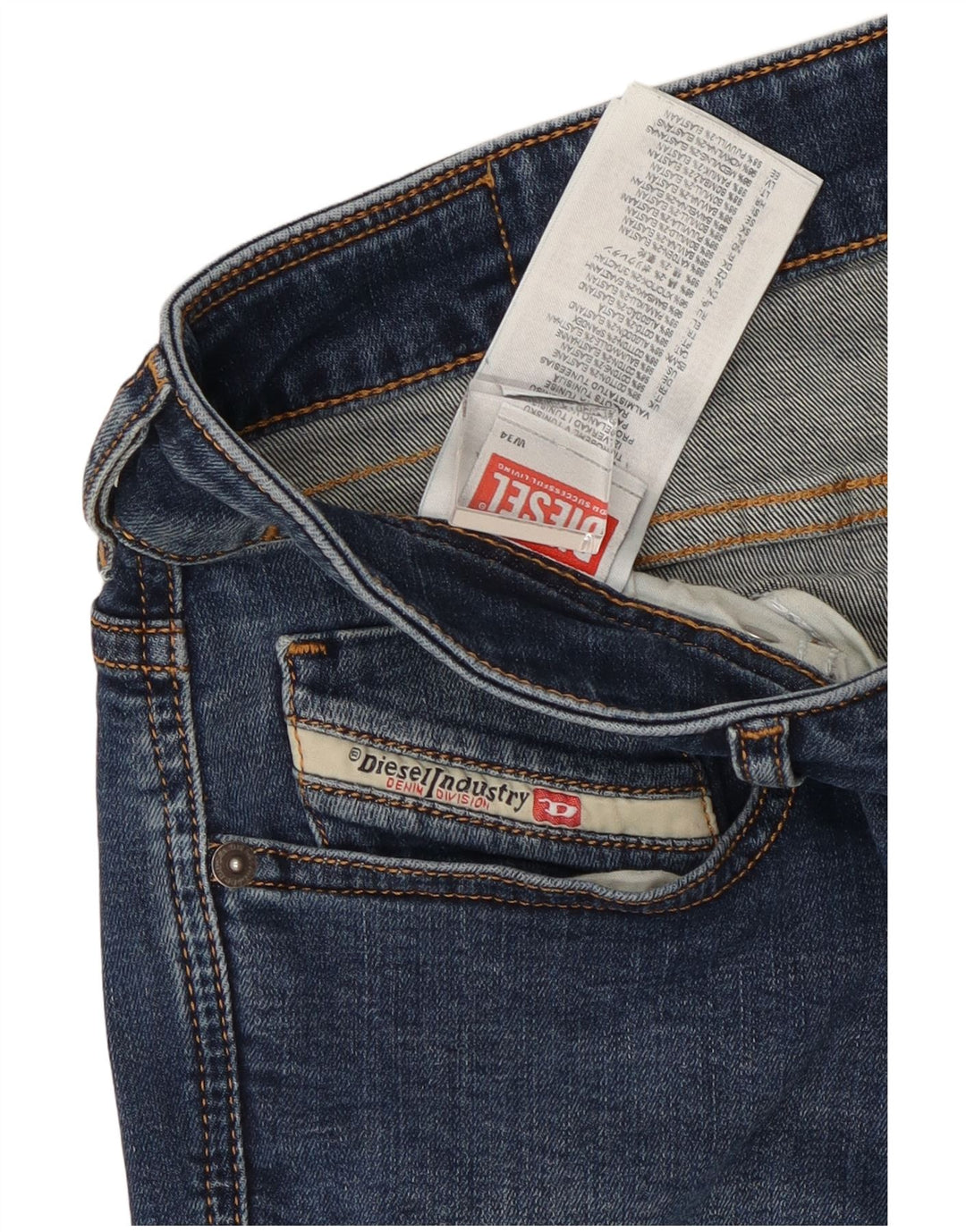 Diesel Mens Thanaz Slim Jeans W34 L27 Blue Cotton