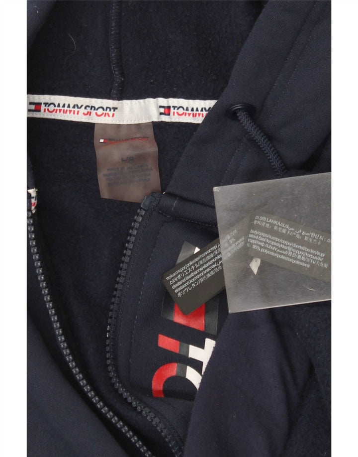Tommy Hilfiger Herre grafisk hættetrøje med lynlås Stor marineblå polyester
