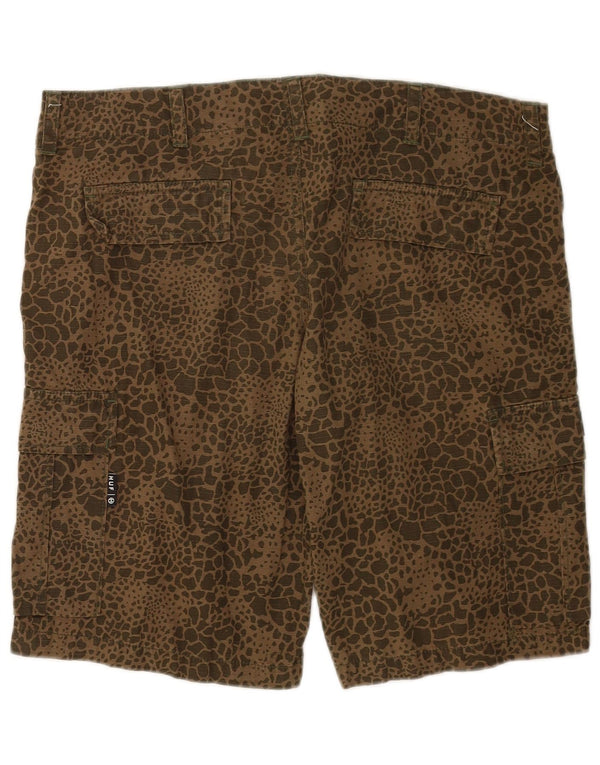 Ft Mens Cargo Shorts W34 Nagy Khaki Animal Print Pamut
