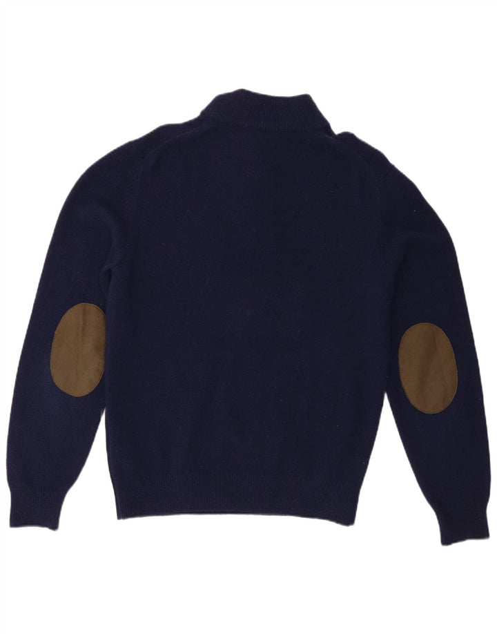 Hackett Mens Zip Neck Jumper Sweater Medium Navy Blue Lambswool