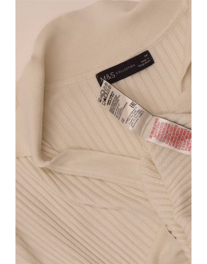 Marks & Spencer Womens Polo Neck Jumper Sweater UK 14 Medium White Viscose