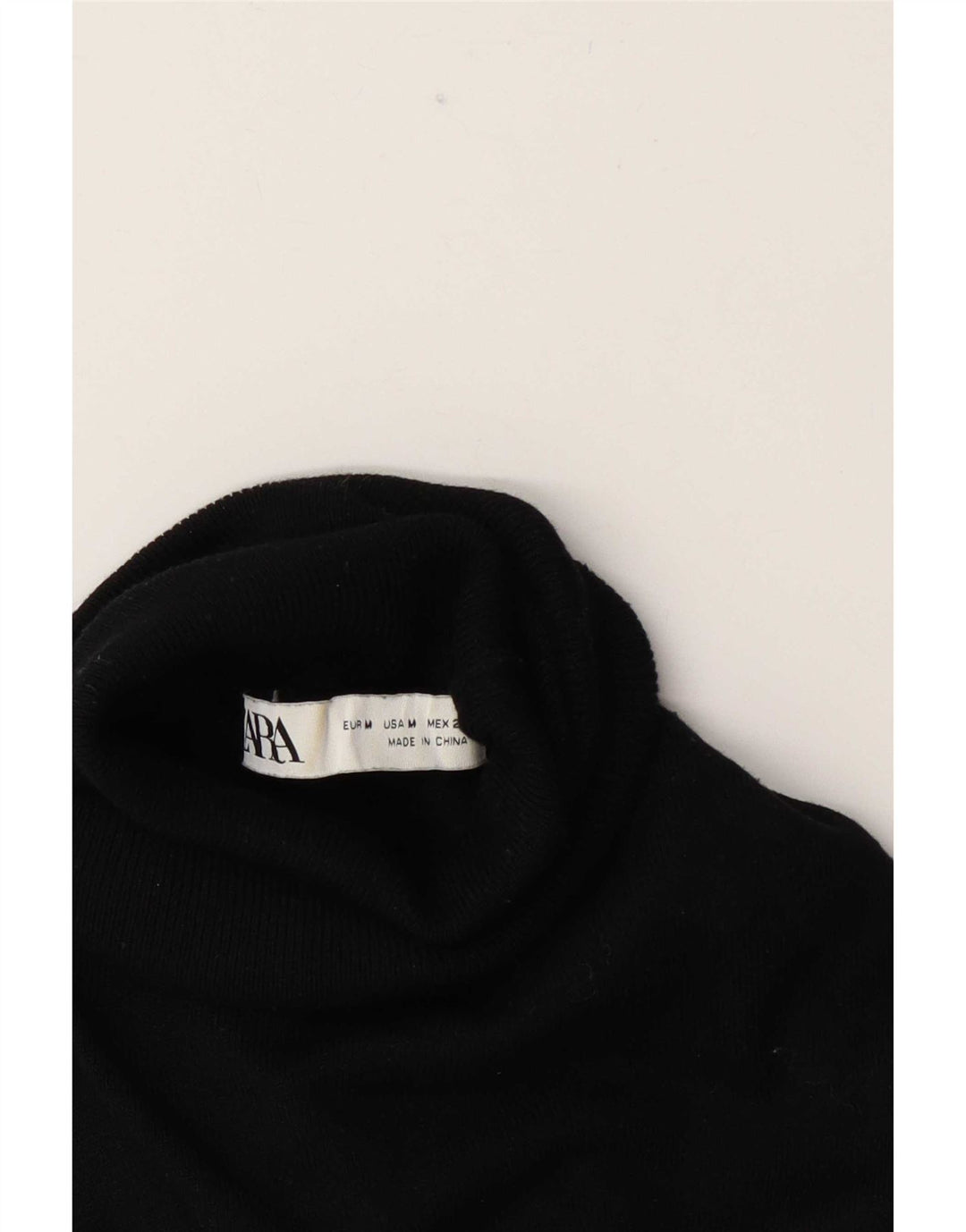 Zara Suéter feminino com gola redonda e gola alta Reino Unido 12 médio preto