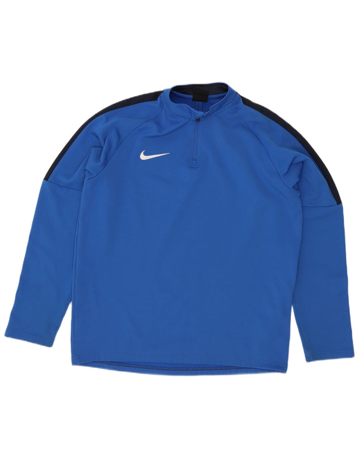 Nike Boys Pullover med lynlås-hals træningsdragt Top 13-14 år XL Blå Colourblock