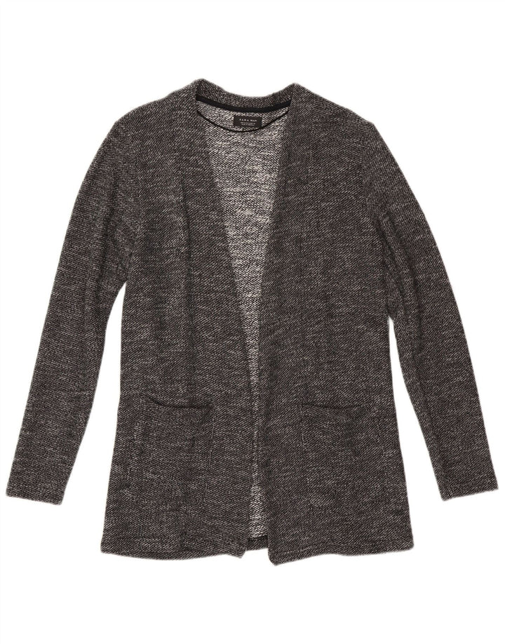 Zara Mens Cardigan Sweater Small Black Flecked Cotton