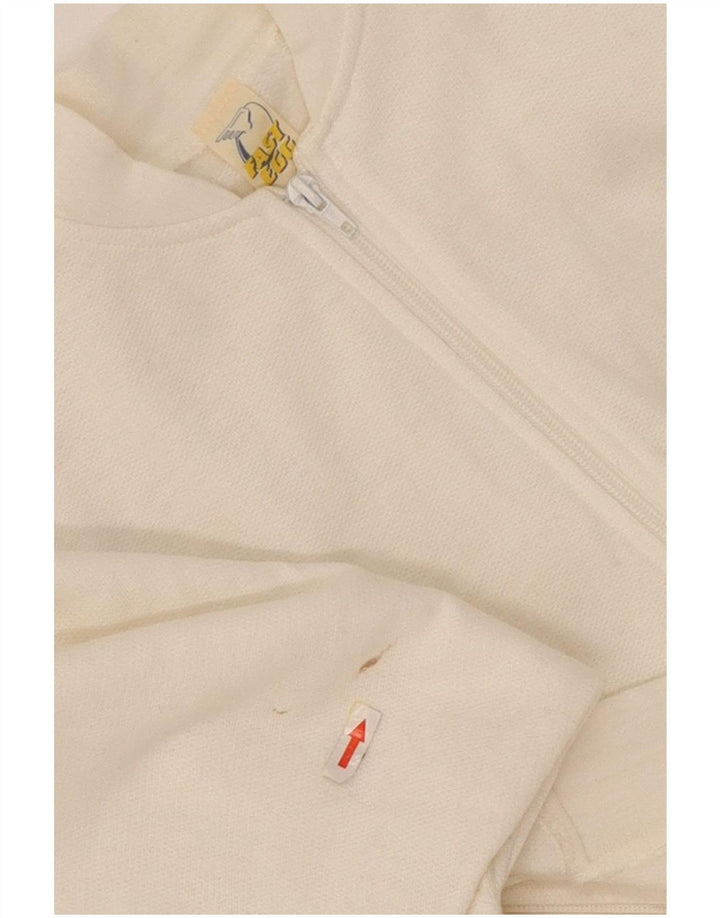 Vintage Mens Tracksuit Top Jacket Medium White Cotton