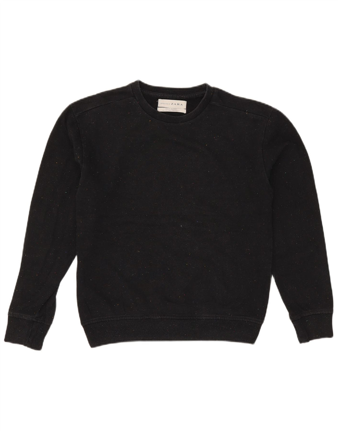 Zara Mens Sweatshirt Jumper Small Black Flecked