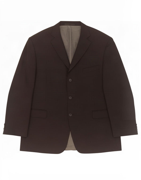 Marks & Spencer Mens 3 Button Blazer Jacket UK 48 2XL Black Polyester