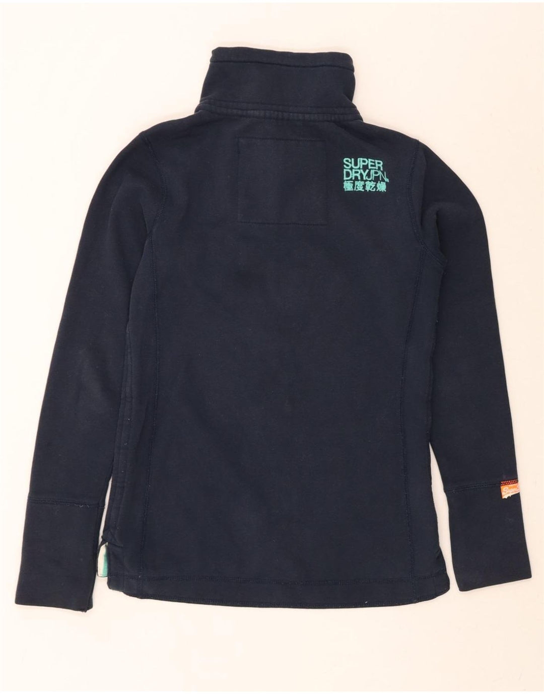 SUPERDRY Womens Graphic Sweatshirt Jumper UK 12 Medium Navy Blue Vintage Superdry and Second-Hand Superdry from Messina Hembry 