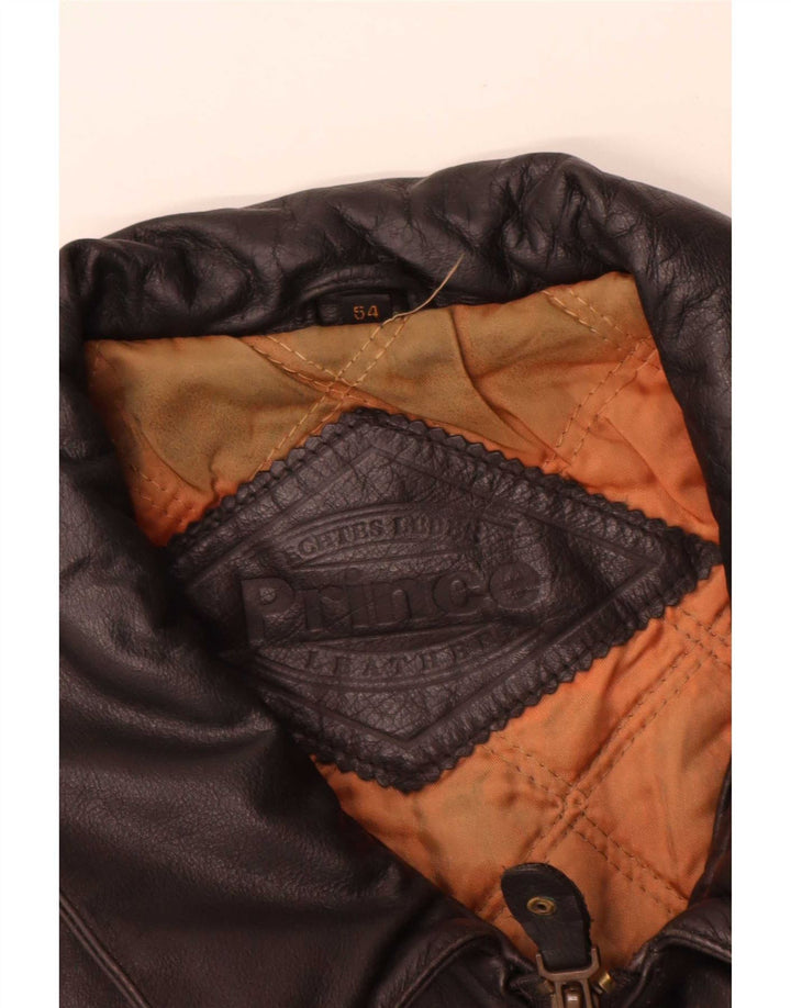 Chaleco de cuero Prince para hombre IT 54 2XL Negro
