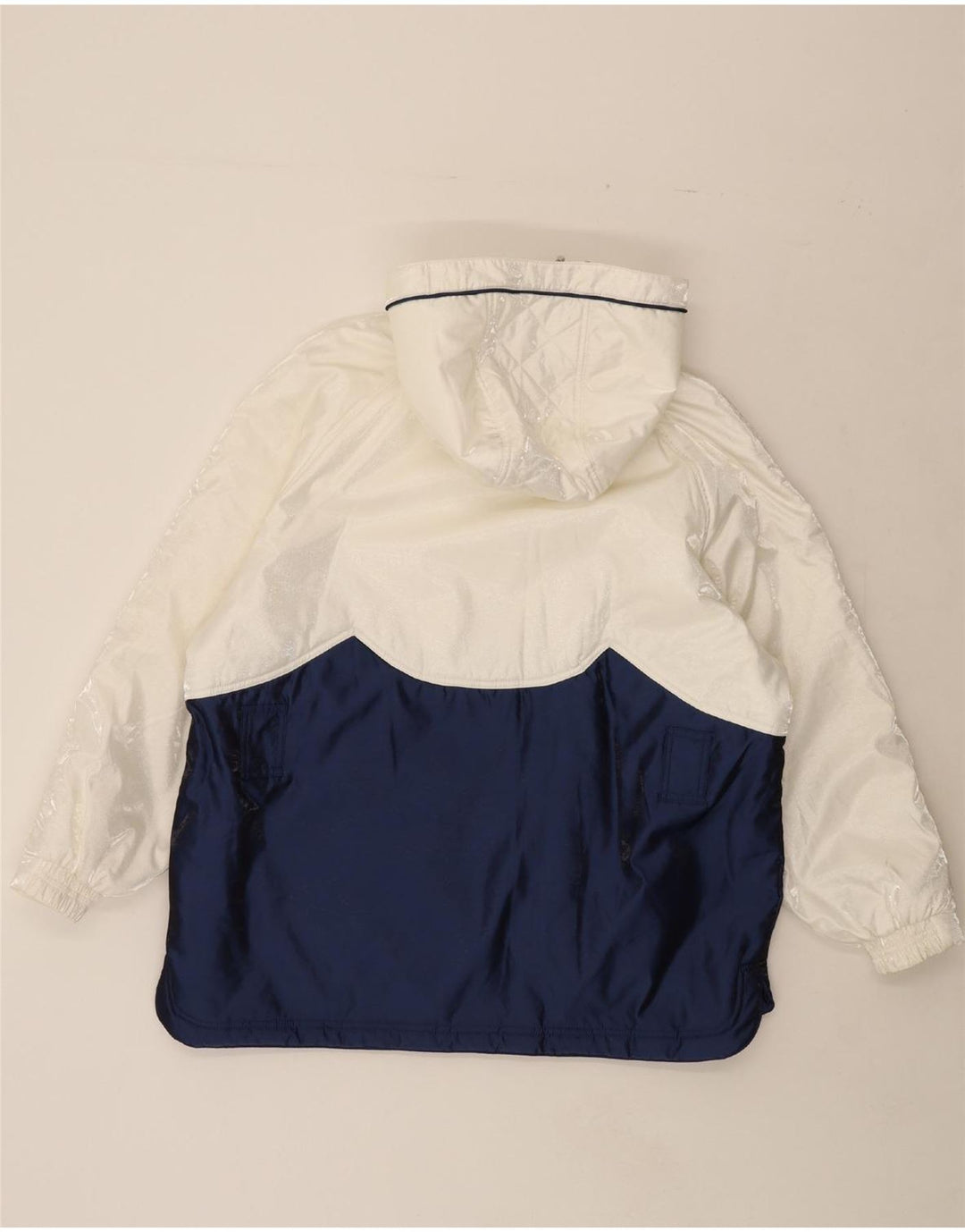 RODEO Womens Hooded Windbreaker Jacket EU 44 XL White Colourblock Vintage Rodeo and Second-Hand Rodeo from Messina Hembry 