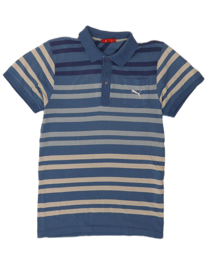 Puma Mens Polo Shirt Medium Blue Striped