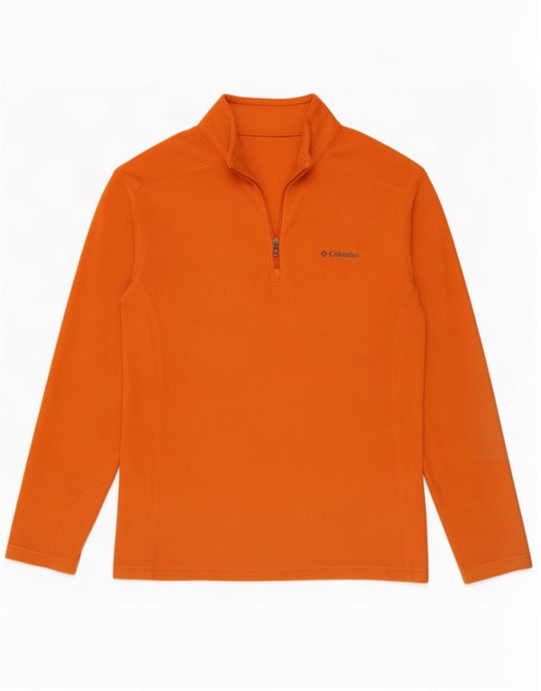 Columbia Mens Zip Neck Fleece Jumper Medium Orange Polyester