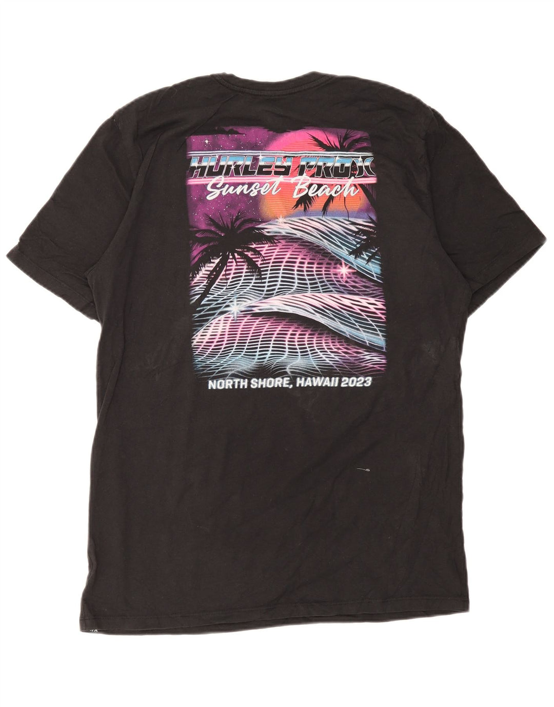 Hurley Mens Graphic T-Shirt Top Large Black Cotton