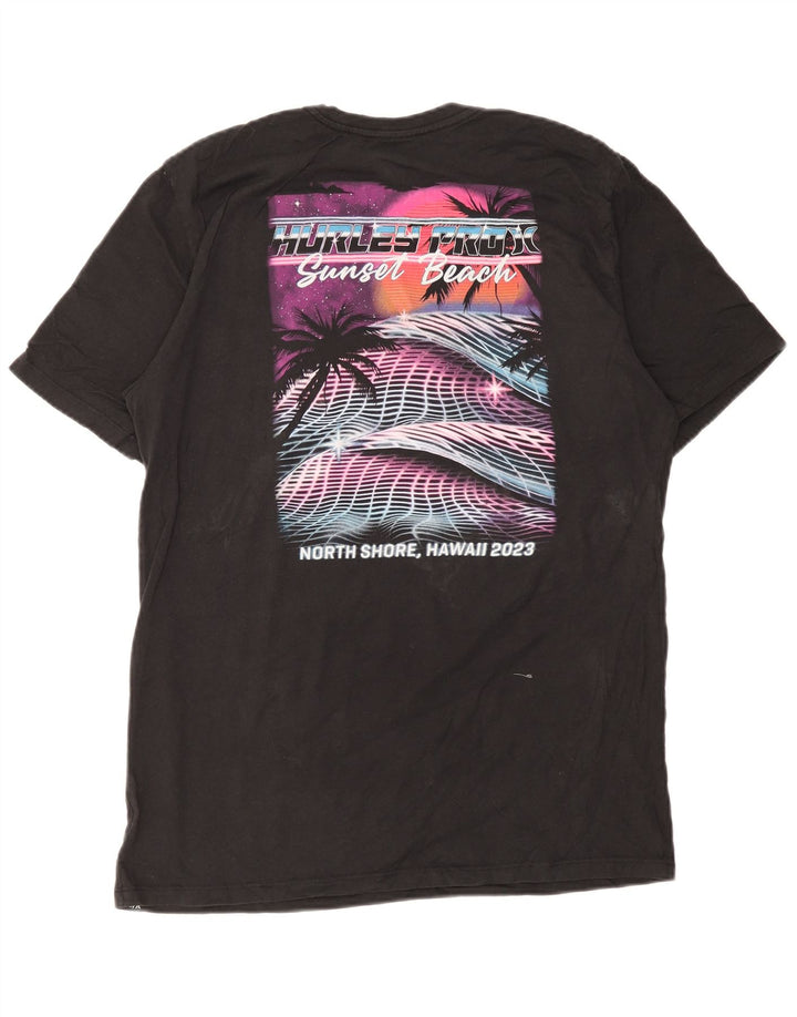 Hurley Mens Graphic T-Shirt Top Large Black Cotton