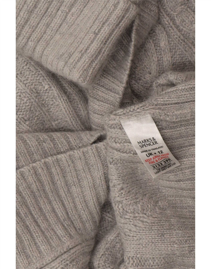 Marks & Spencer Dame Cardigan Sweater UK 12 Medium Grå Akryl