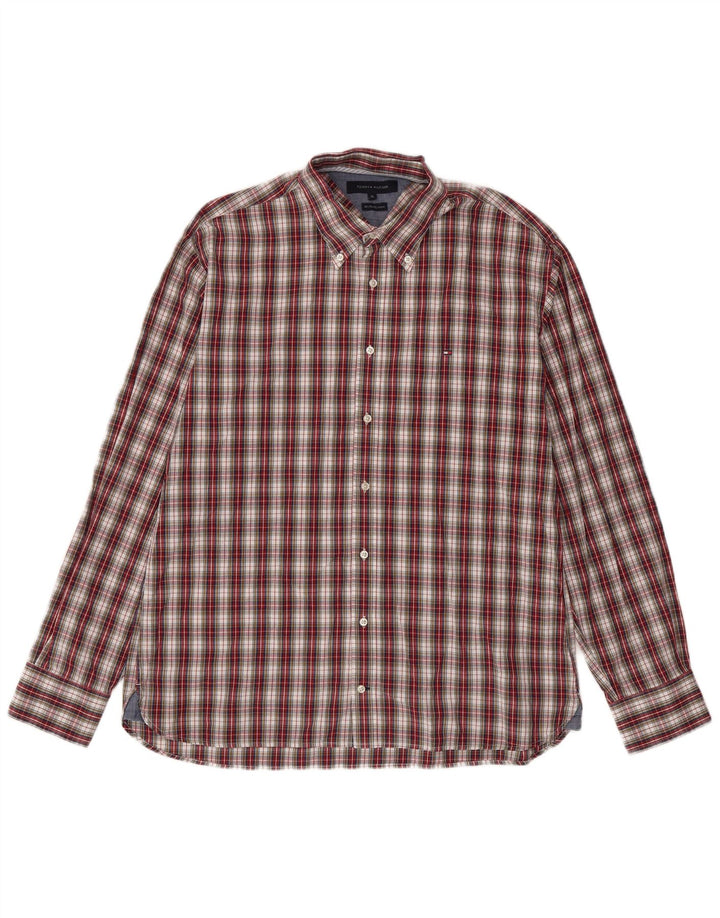 Camisa masculina Tommy Hilfiger XL vermelha xadrez algodão