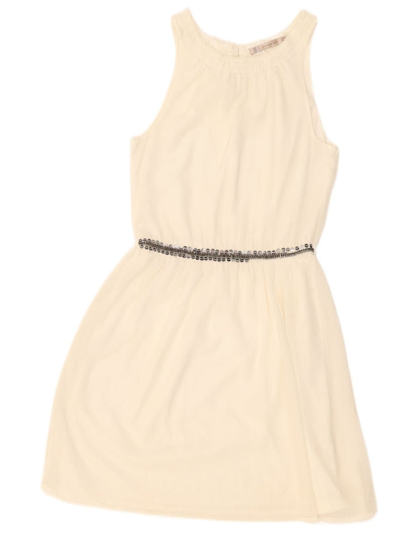Abito a trapezio senza maniche Trafaluc da donna di Zara UK 6 XS bianco sporco