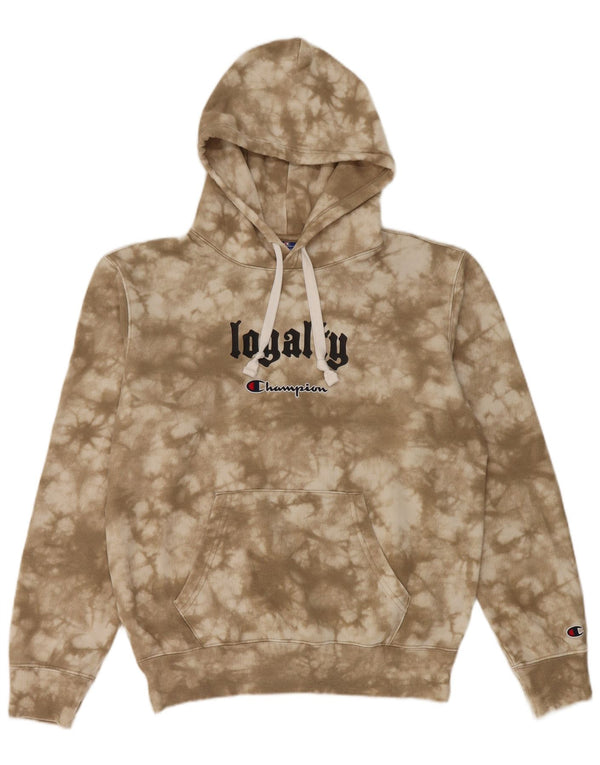 Champion Herre grafisk hættetrøje Jumper Medium Beige Tie Dye Bomuld