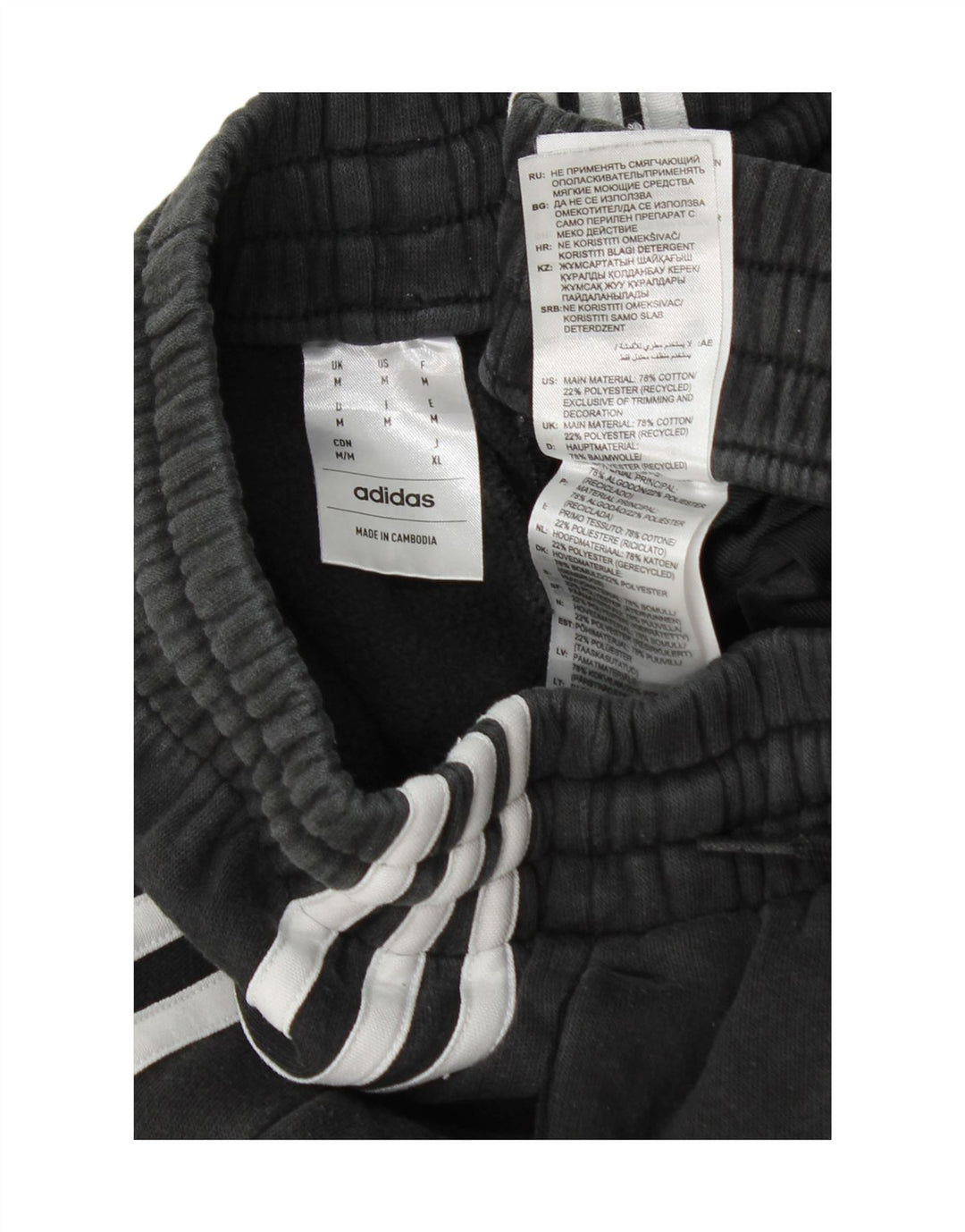 Adidas Mens Tracksuit Trousers Joggers Medium Black Cotton