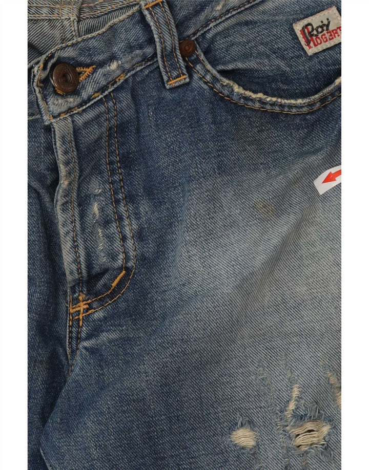Blugi roy Rogers pentru damă, învechiți cu bootcut, W34 L32, bumbac albastru