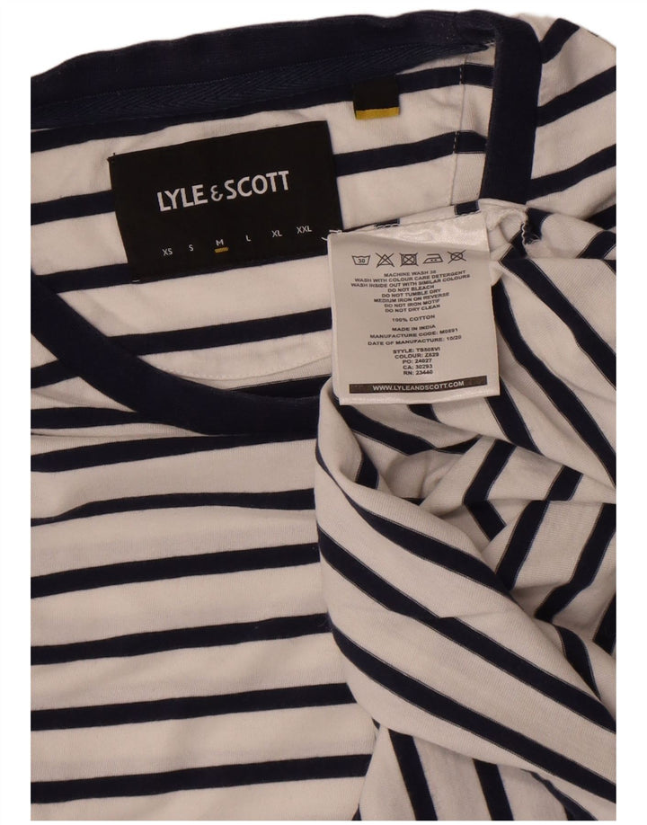 Lyle & Scott T-shirt da uomo Top in cotone a righe bianche medie