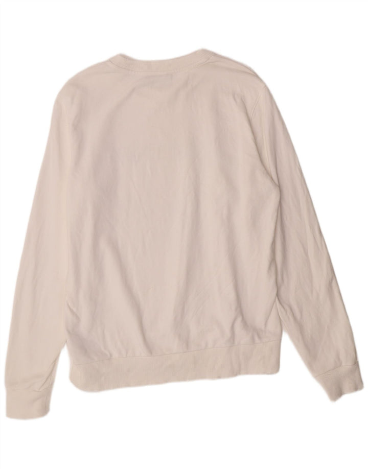 CALVIN KLEIN Mens Graphic Sweatshirt Jumper Medium White Cotton