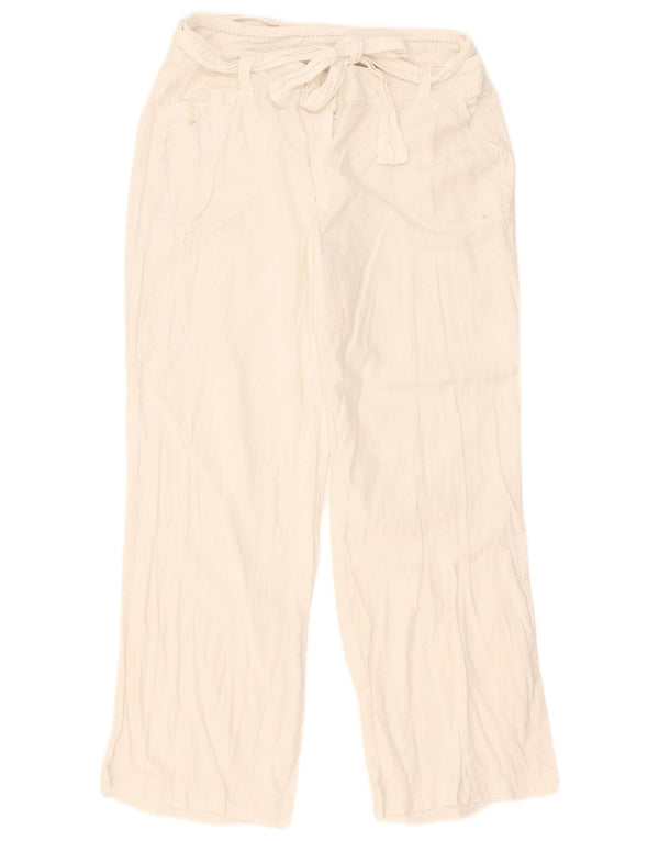 Marks & Spencer Damen Freizeithose UK 16 Large W36 L27 Weißes Leinen