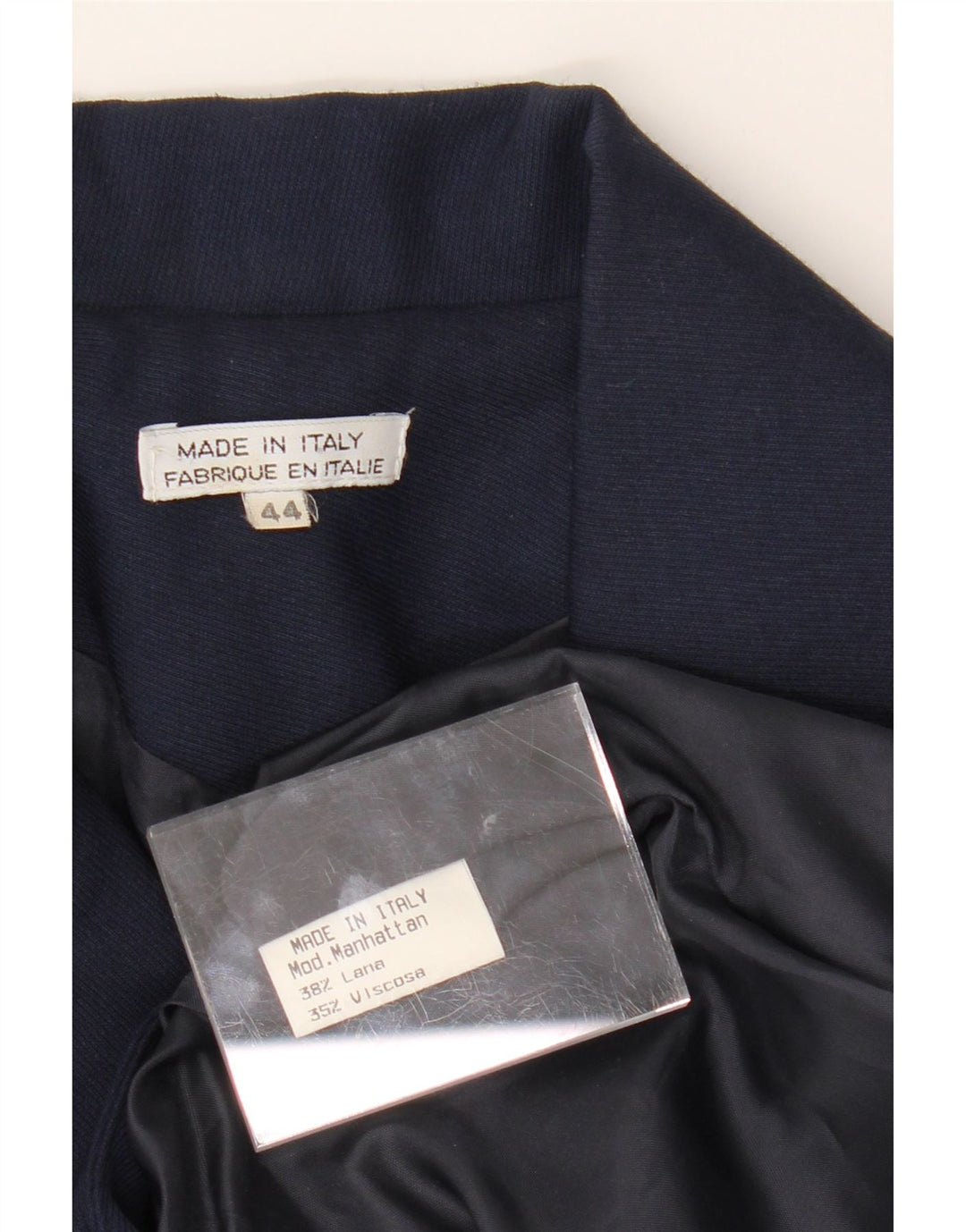 VINTAGE Womens Manhattan Blazer Jacket IT 44 Medium Navy Blue Vintage Vintage and Second-Hand Vintage from Messina Hembry 