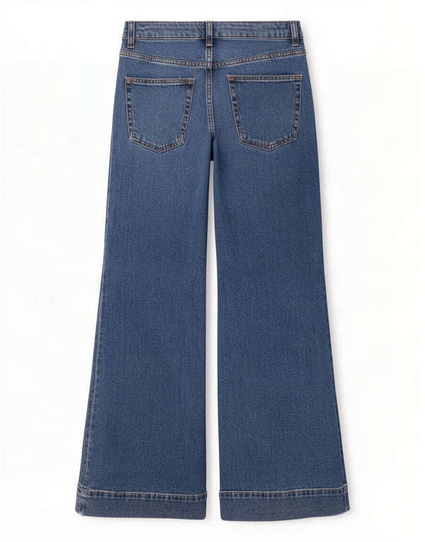 Marks & Spencer Damen High Rise Flared Jeans UK 10 Small W30 L30 Blau