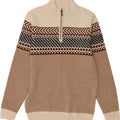C & A Mens Zip Neck Jumper Sweater Medium Beige Fair Isle Acrylic Vintage C & A and Second-Hand C & A from Messina Hembry 