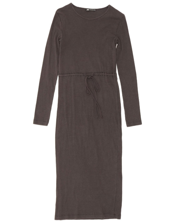 Vestito lungo a maniche lunghe da donna Zara UK 4 XS Grigio